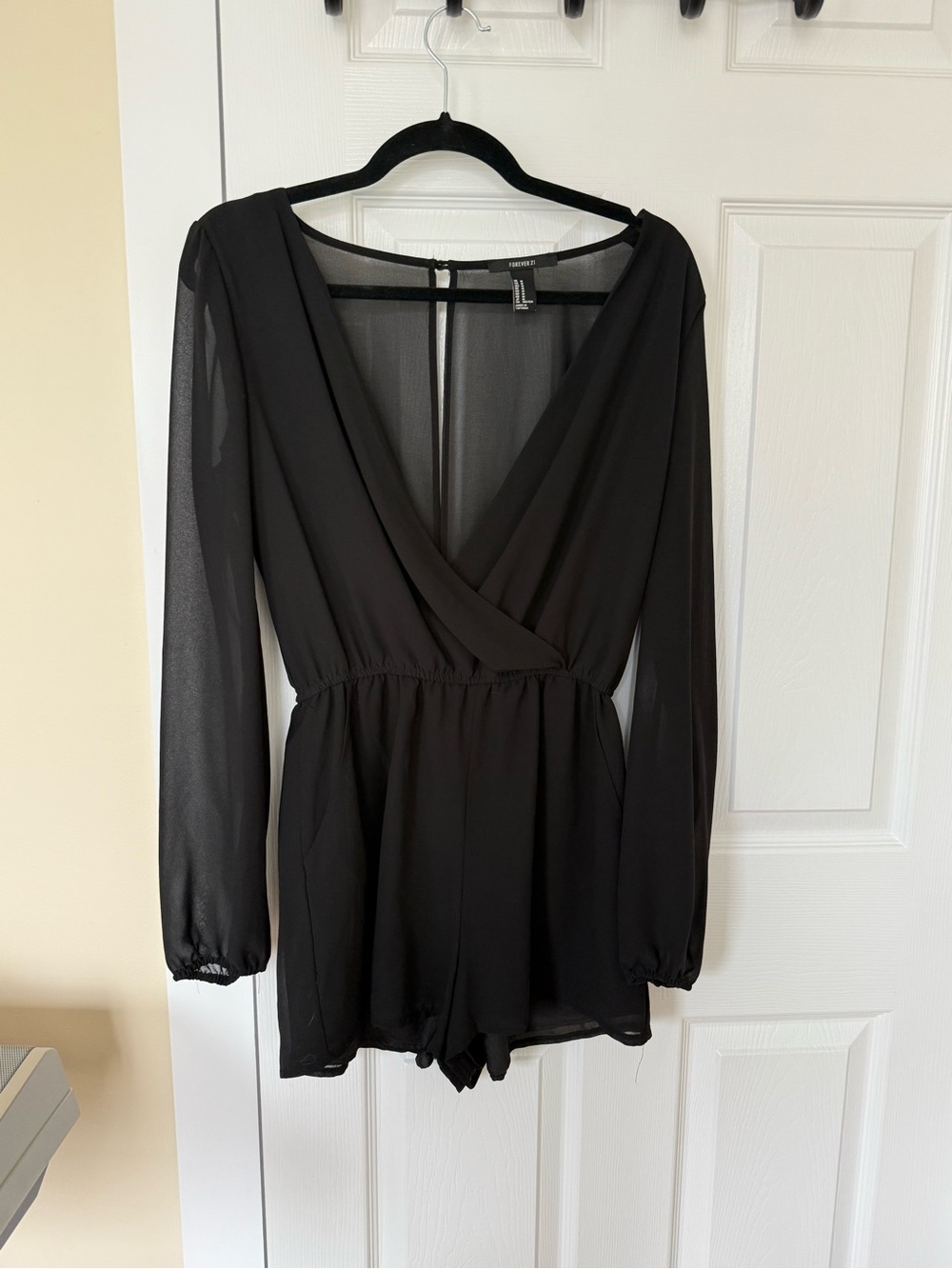 Forever 21 Black Sheer V-Neck Romper